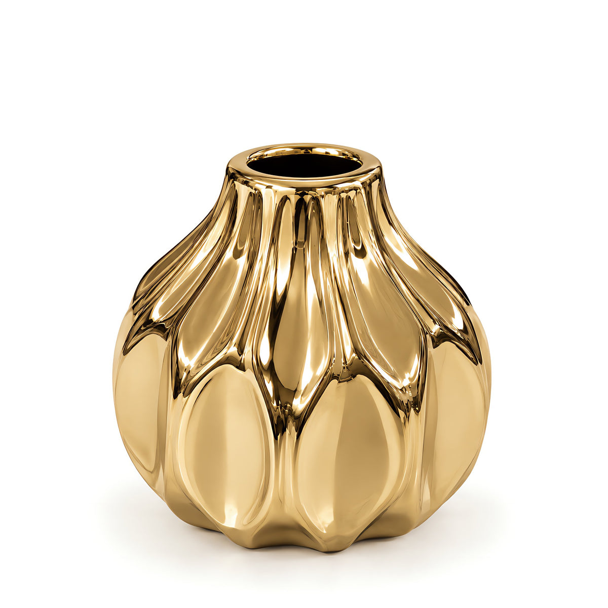 Fluted Bulb Vase – Titanium Gold, 4.1 x 4.1 x 4.1"