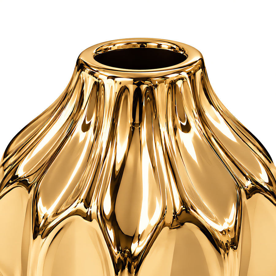 Fluted Bulb Vase – Titanium Gold, 4.1 x 4.1 x 4.1"