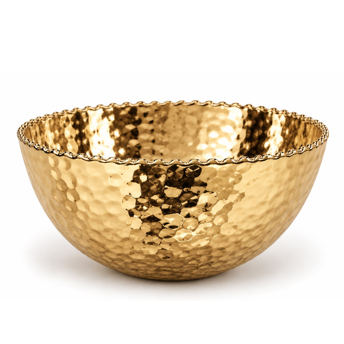 Hammered Round Decorative Bowl – Titanium Gold, 11.2 x 11.2 x 4.9"