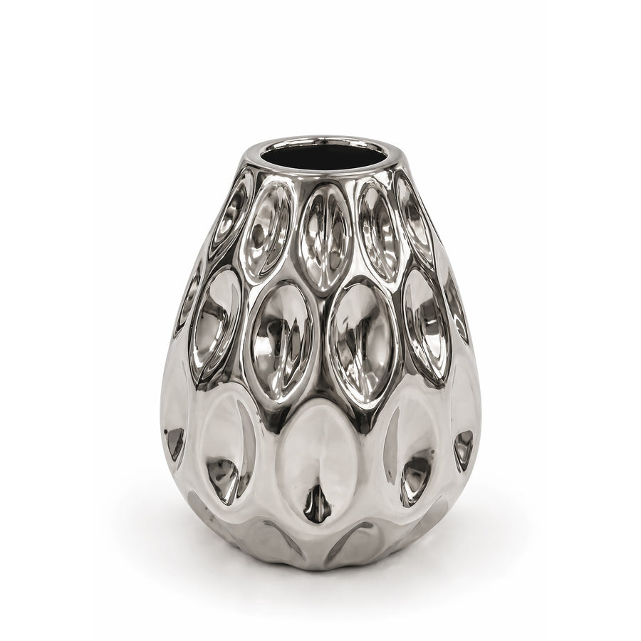Dimpled Teardrop Vase – Titanium Silver, 3.9 x 3.9 x 4.6"