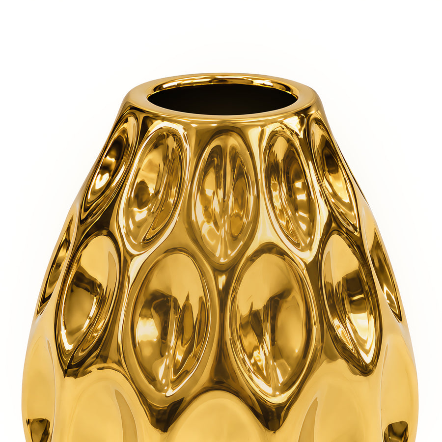 Dimpled Teardrop Vase – Titanium Gold, 3.9 x 3.9 x 4.6"