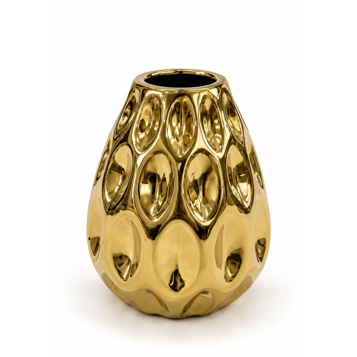 Dimpled Teardrop Vase – Titanium Gold, 3.9 x 3.9 x 4.6"