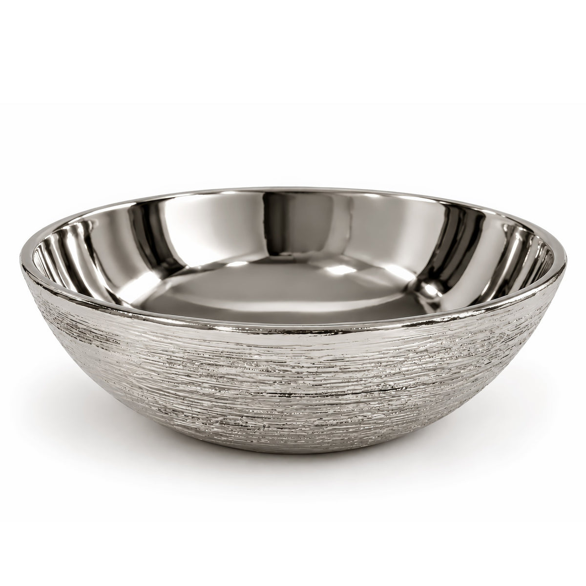 Linear Textured Serving Bowl – Titanium Silver, 10.0 x 10.0 x 3.5"