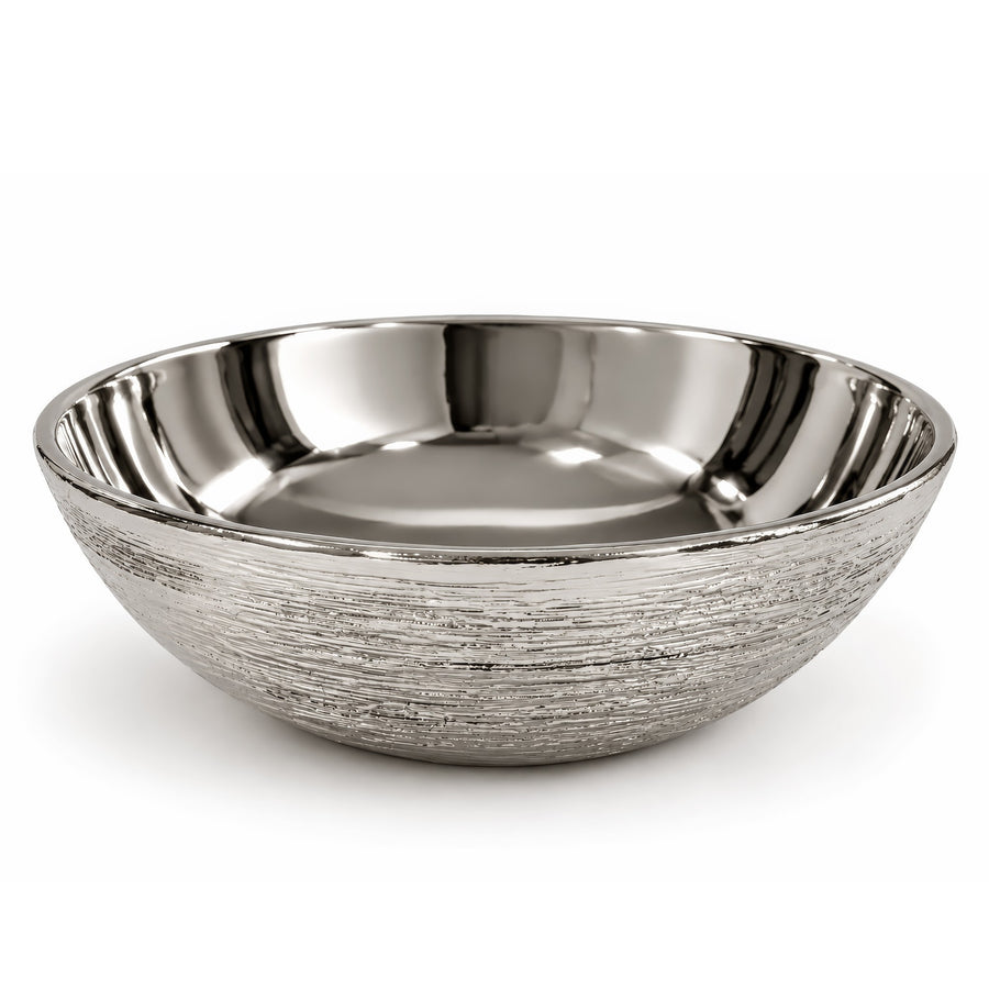 Linear Textured Serving Bowl – Titanium Silver, 10.0 x 10.0 x 3.5"