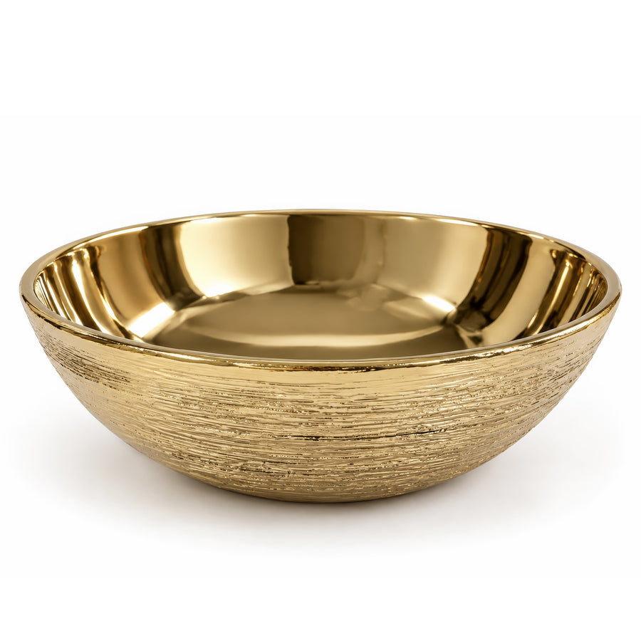 Linear Textured Serving Bowl – Titanium Gold, 10.0 x 10.0 x 3.5"