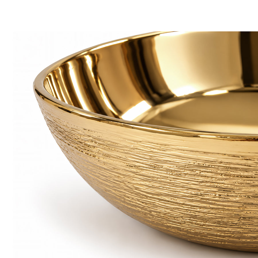 Linear Textured Serving Bowl – Titanium Gold, 10.0 x 10.0 x 3.5"