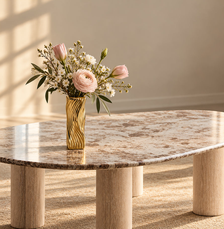 Twisted Square Column Vase – Titanium Gold, 2.8 x 2.8 x 8.5"