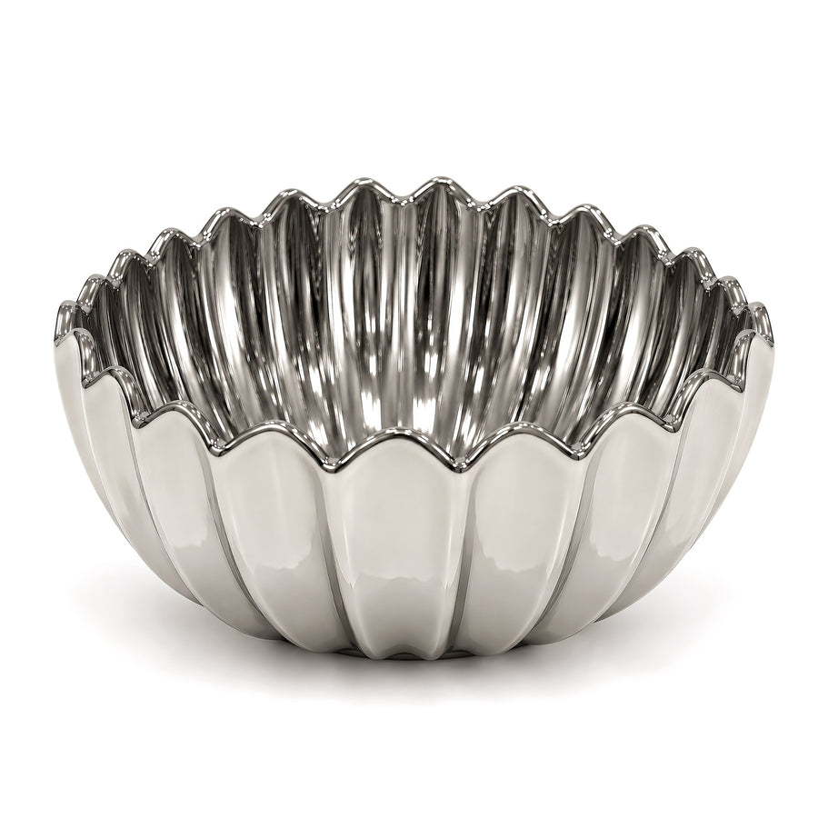 Fluted Petal Decorative Bowl – Titanium Silver, 11.4 x 11.4 x 5.1"