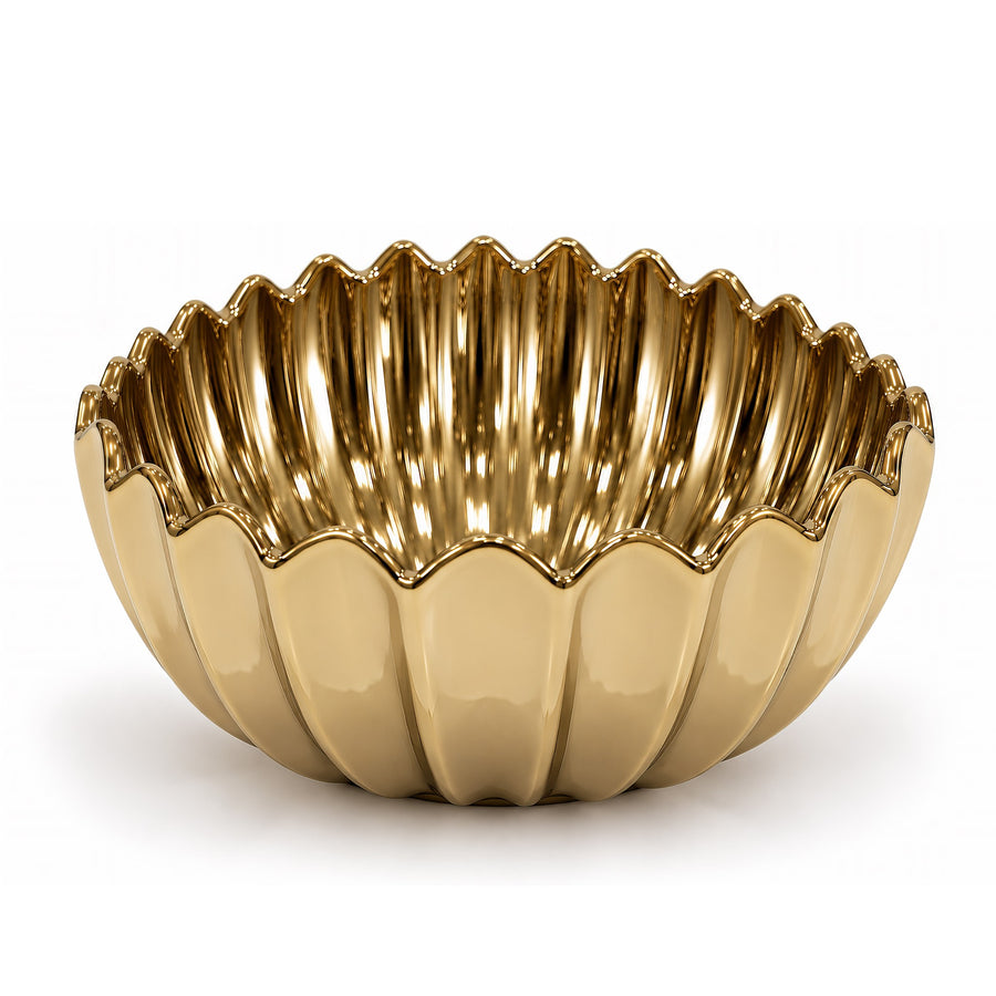 Fluted Petal Decorative Bowl – Titanium Gold, 11.4 x 11.4 x 5.1"