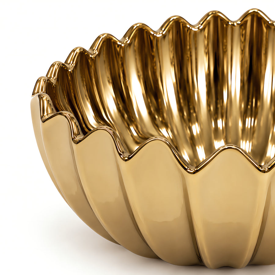 Fluted Petal Decorative Bowl – Titanium Gold, 11.4 x 11.4 x 5.1"
