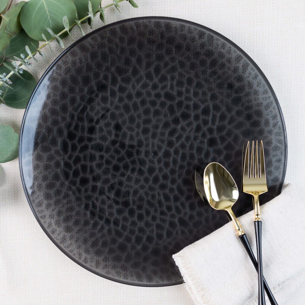 Table Setting Hammered Organic Chargers 4 Count - The Closeout Connection