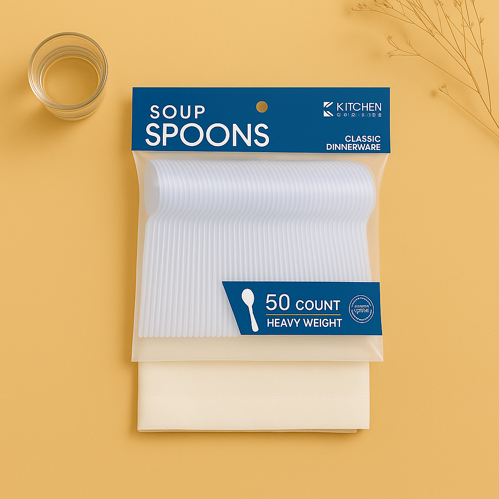 Heavy Weight Clear Soup Spoons- 50 Count