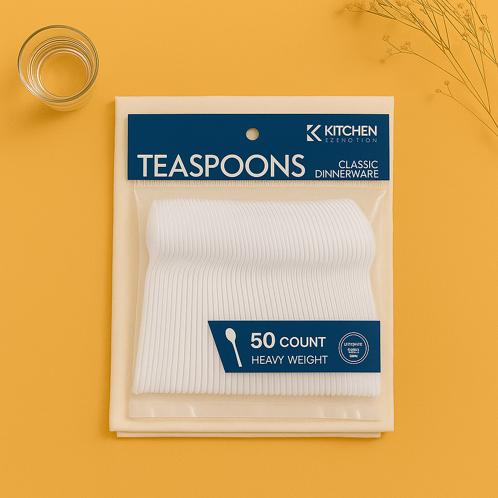 Heavy Weight Clear Teaspoons- 50 Count