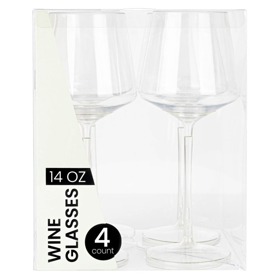 Hip Wine Glass Clear - 4 Count - The Closeout Connection