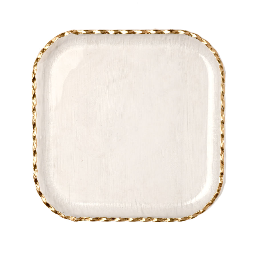 Square Glass Plates with Gold Rim - The Closeout Connection