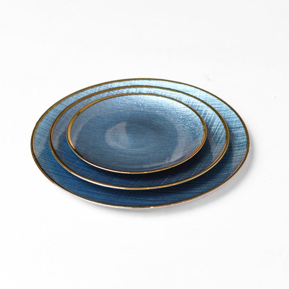 Invigo Living Glass Dessert Plate with Gold Rim