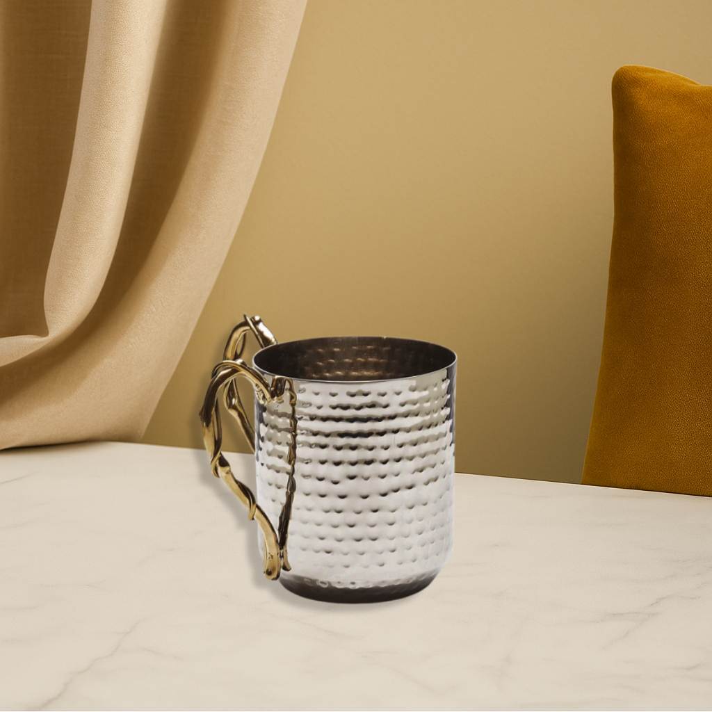 Stainless Steel Gold Plants Handle Washing Cup