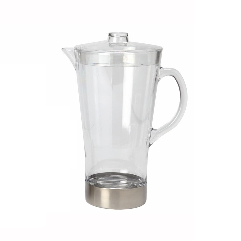 Large Crystal Lucite Pitcher with Silver Base