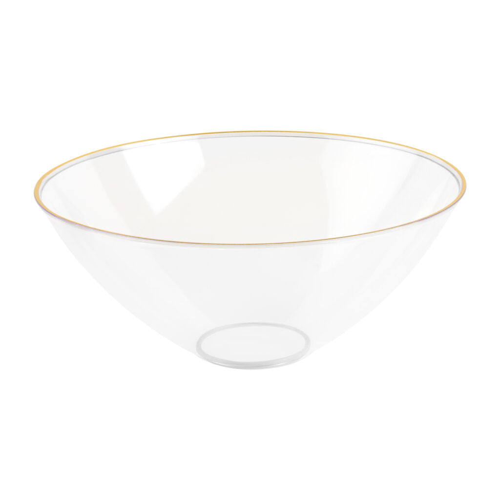 Organic Large Salad Bowl with Gold Rim 112 oz - Clear#Color_Clear