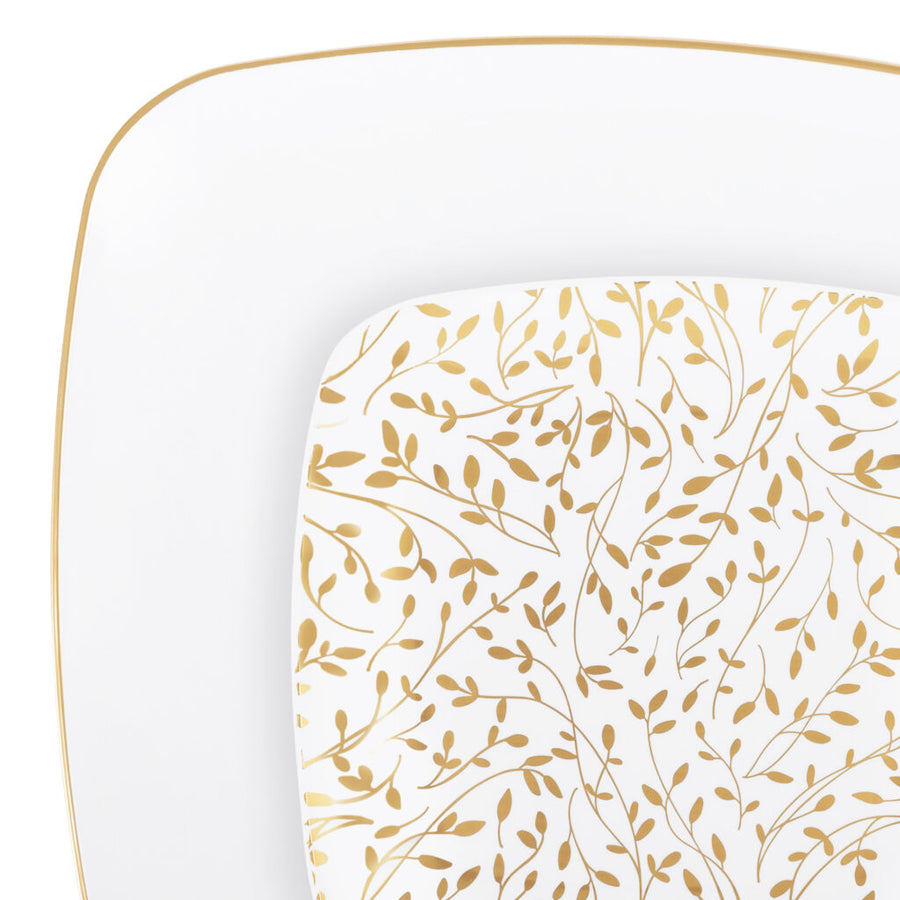 The Combo Leafy Gold Dinnerware- 32 Count - The Closeout Connection