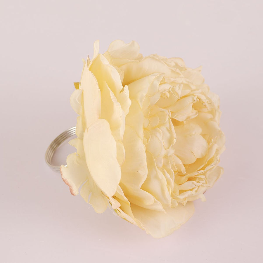 Light Yellow Flower Napkin Ring - 4 Count - The Closeout Connection