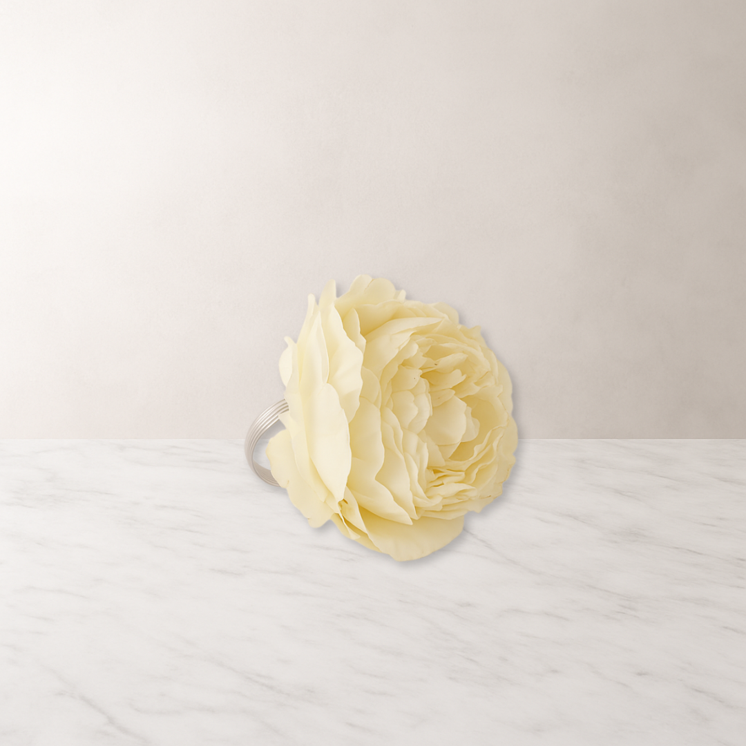 Light Yellow Flower Napkin Ring - 4 Count