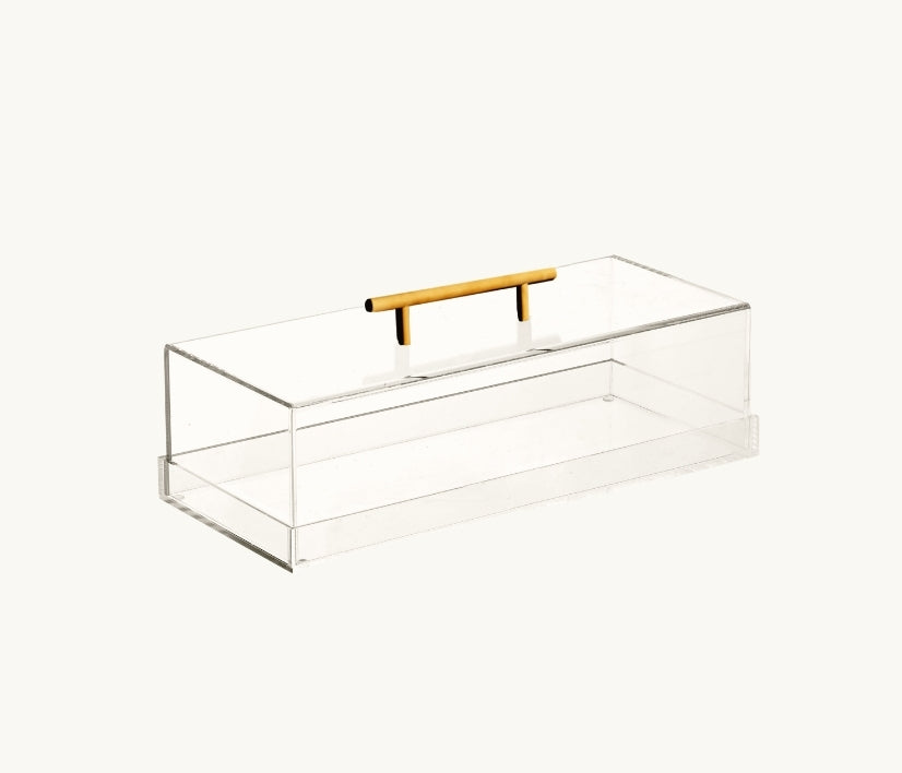 Lucite Cake Tray with Gold Handle