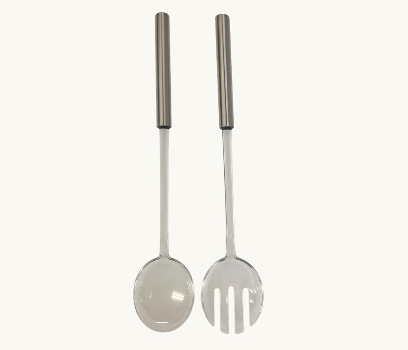 Lucite Clear/Silver Serving Set