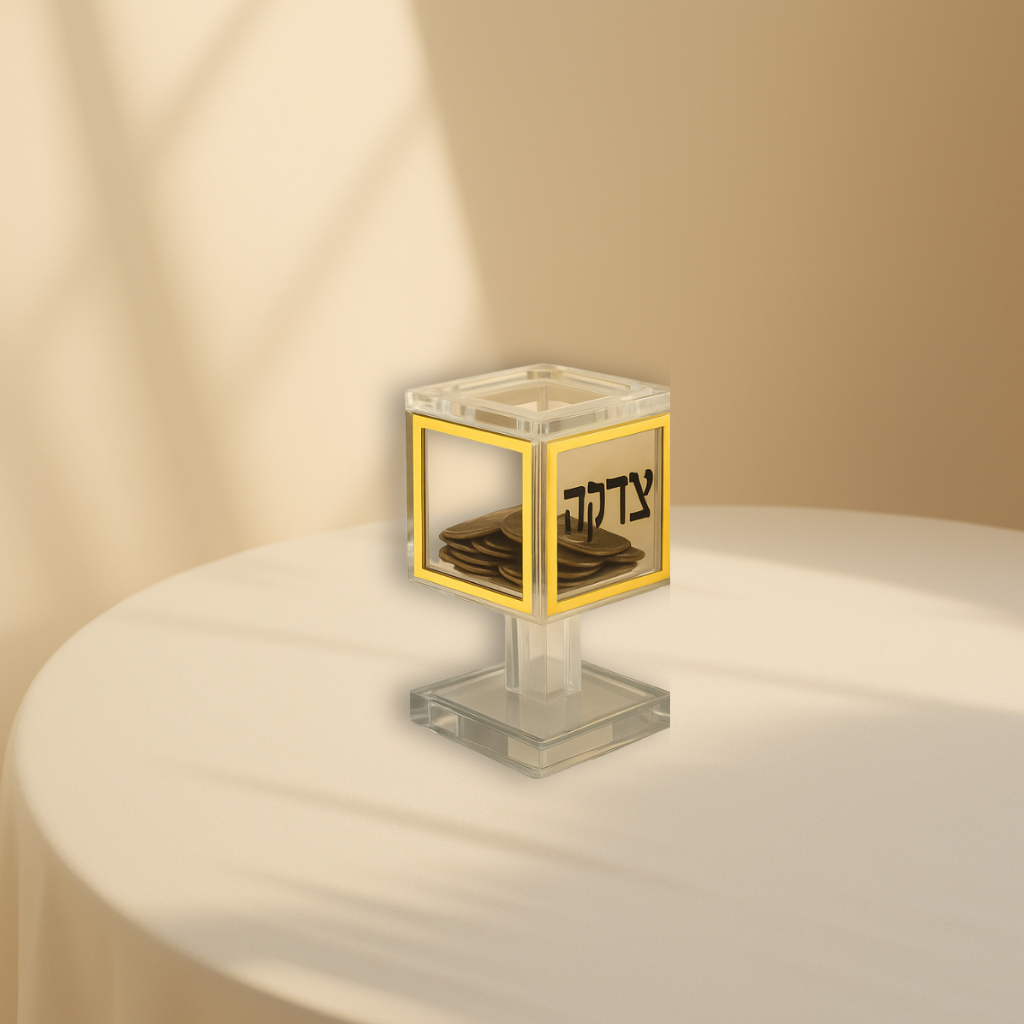 Lucite Clear & Gold Coin Box