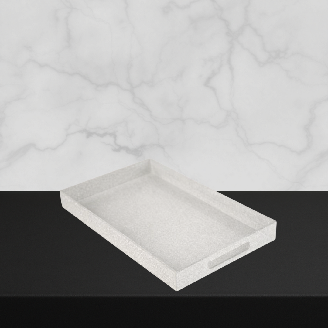 Large Silver Lucite Tray with Handles