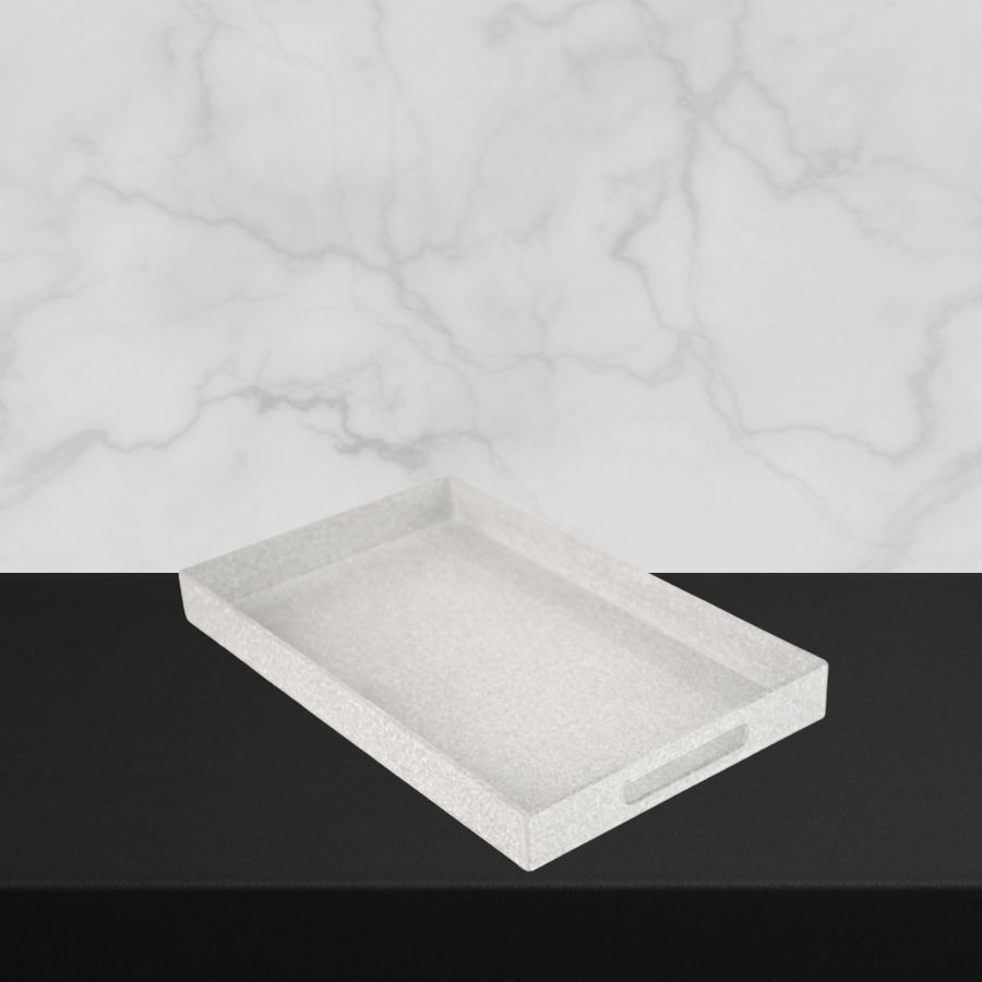 Large Silver Lucite Tray with Handles - The Closeout Connection