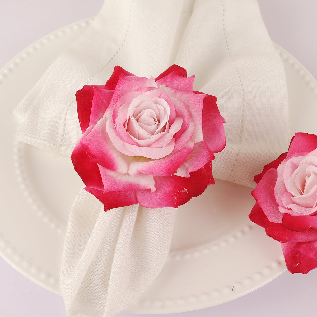 Magenta Flower Napkin Ring - Set of 4