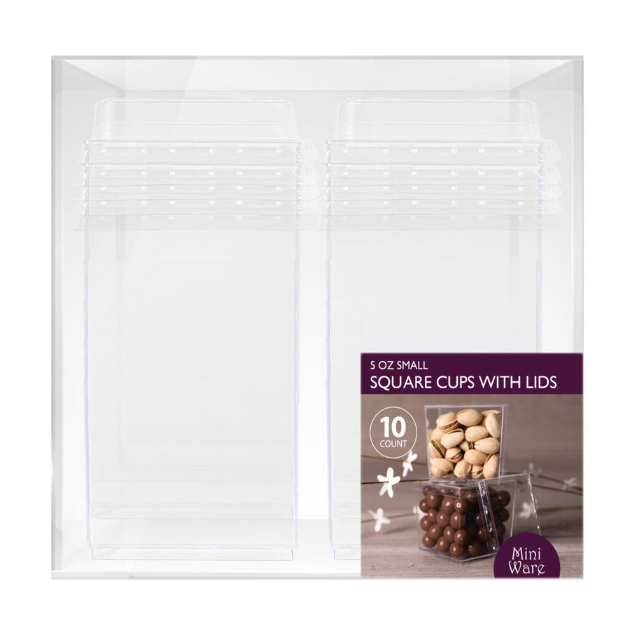 Square Cups with Lids - 10 Count - The Closeout Connection