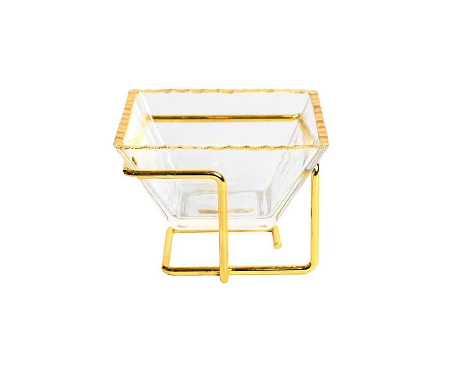 Monte Carlo Gold Rimmed Dessert Cup with Gold Metal Stand 5oz - The Closeout Connection