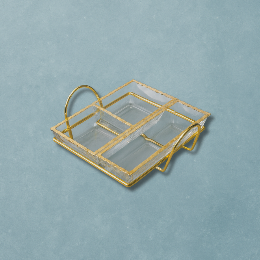 Monte Carlo Set of Two Trays with Gold Metal Stand 4oz - The Closeout Connection