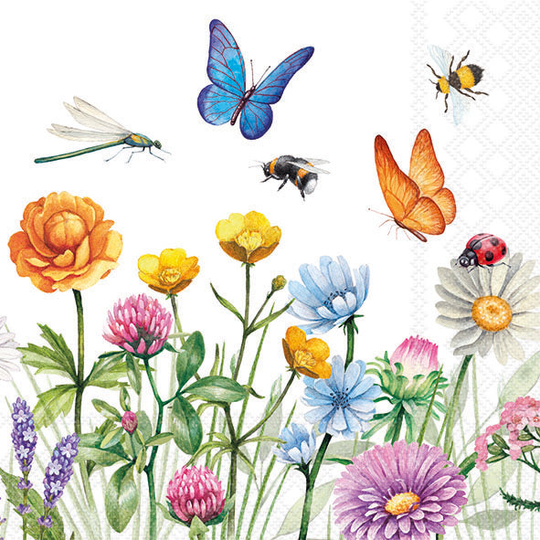 Butterfly Meadow Lunch Napkin - 20 Count - The Closeout Connection
