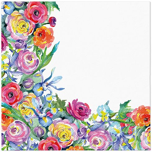 Painted Rose Corner Lunch Napkin - 20 Count