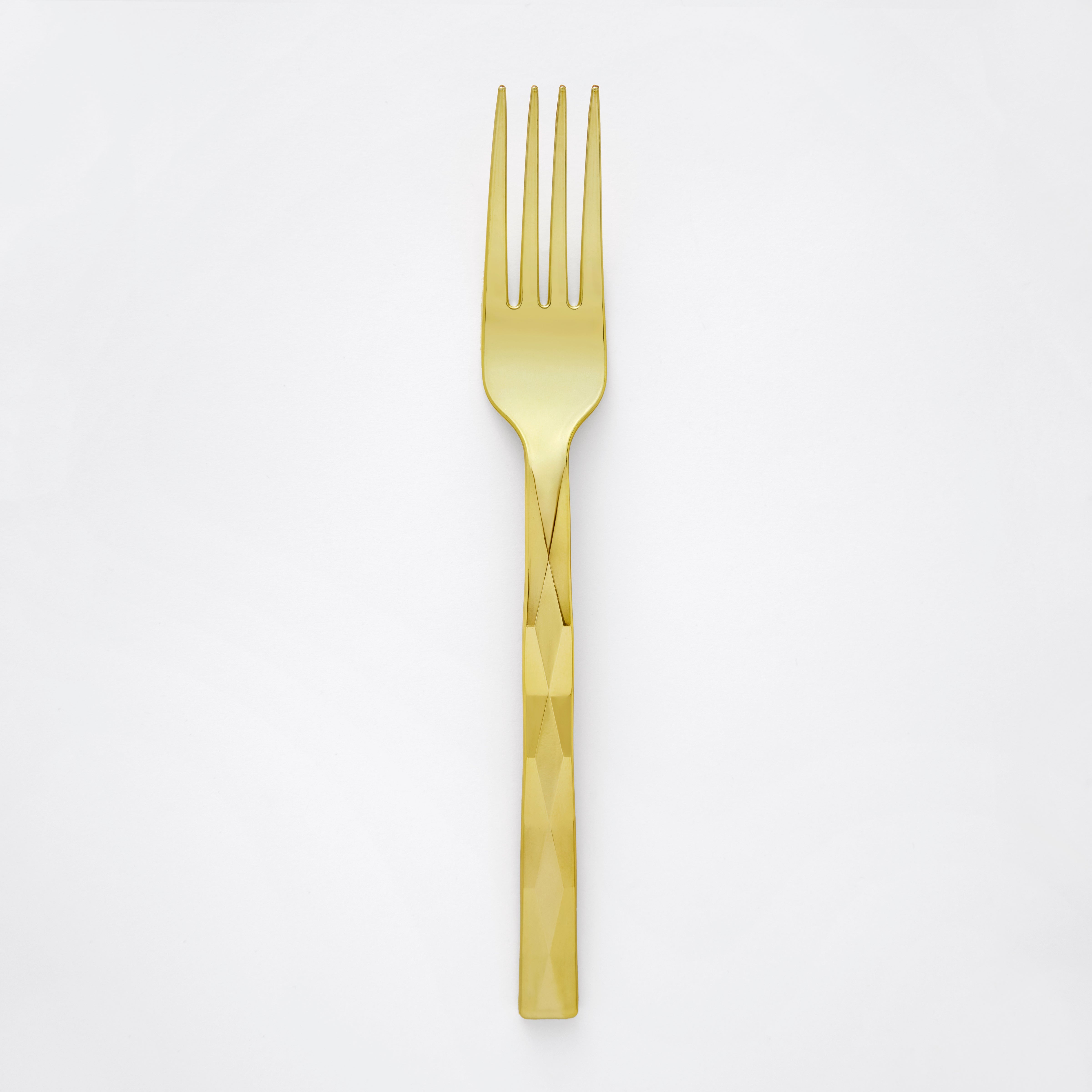 Decor Diamond Collection gold plastic dinner fork #Color_Gold