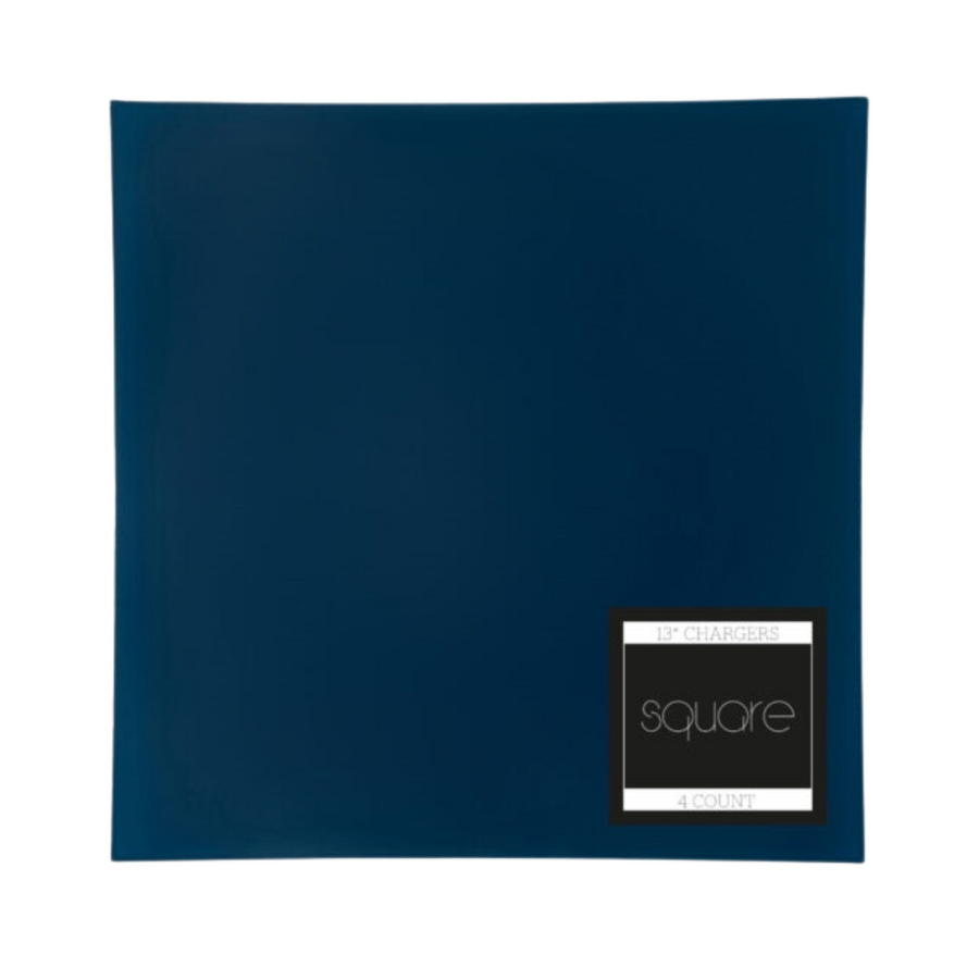 Square Flat Chargers 13" Navy Blue - 4 Count