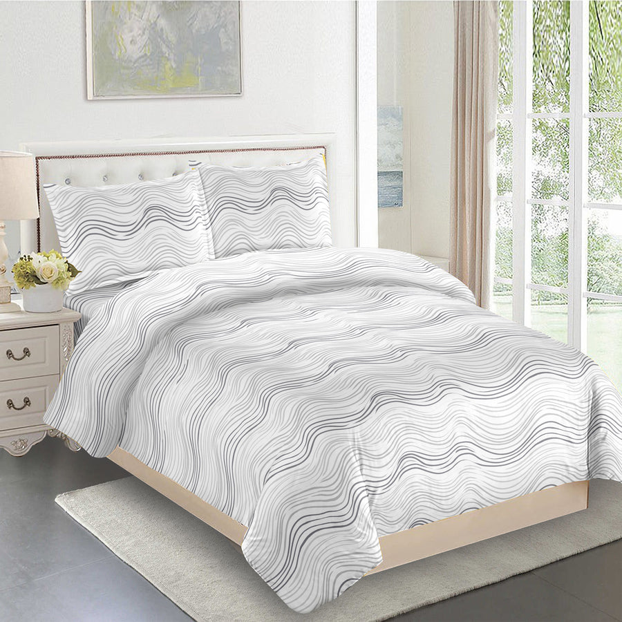 Ocean Waves Grey Twin Bedding Set