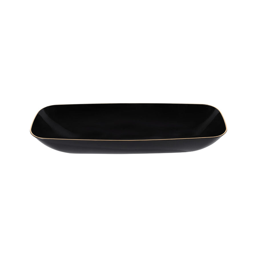 Organic Collection Rectangle Salad Bowl Gold Rim - Black-Gold