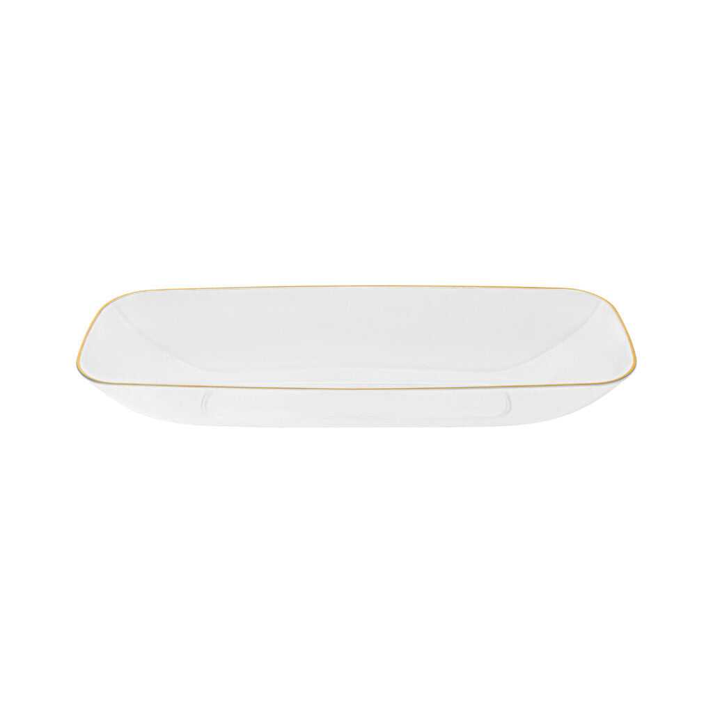 Organic Collection Rectangle Salad Bowl Gold Rim - Clear-Gold#Color_Clear-Gold
