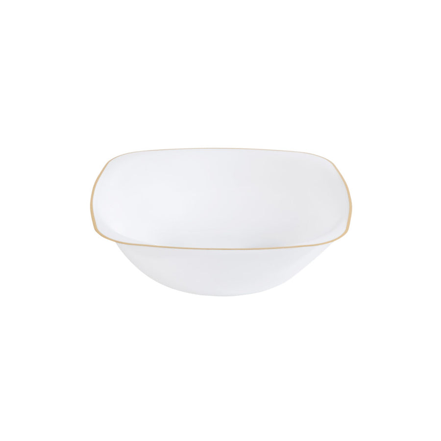 White 6oz Organic Square Bowls with Gold Rim - 10 Count - The Closeout Connection