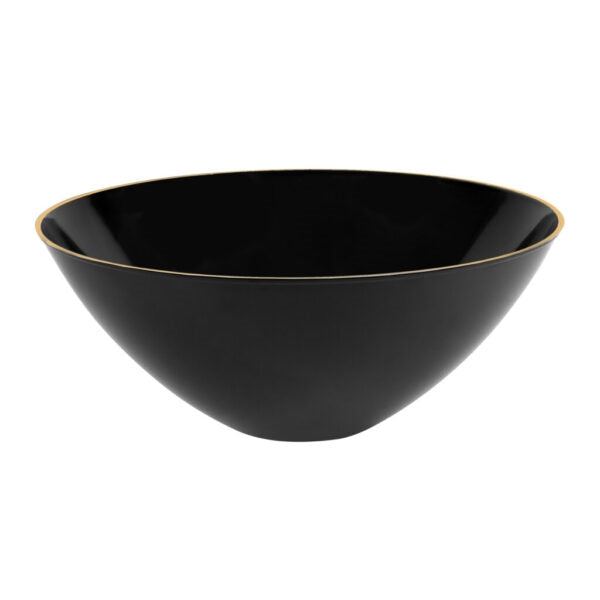 Organic Salad Bowl Black/Gold Rim 58 oz - The Closeout Connection