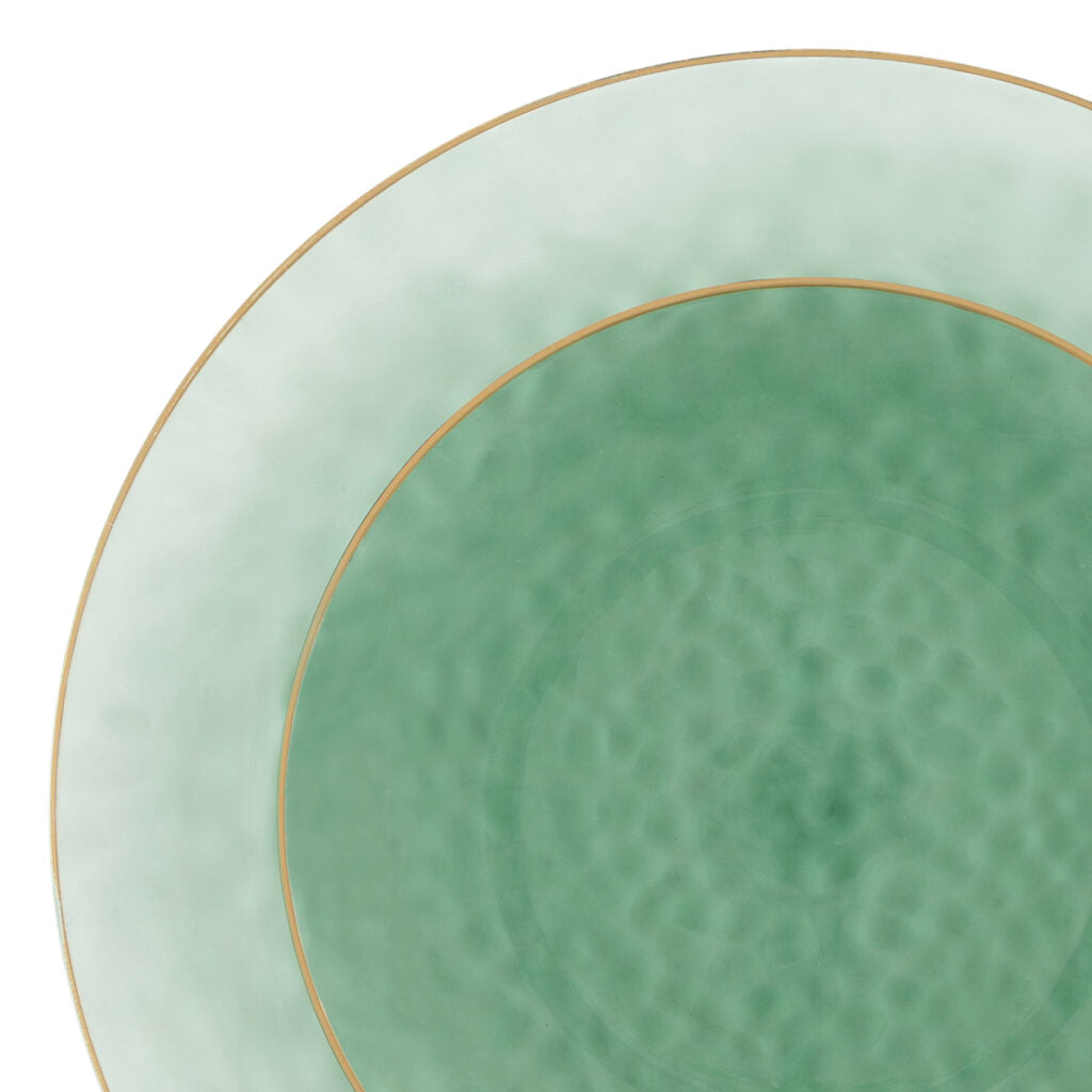 Organic Hammered Green Gold Rim Combo Plates - The Closeout Connection