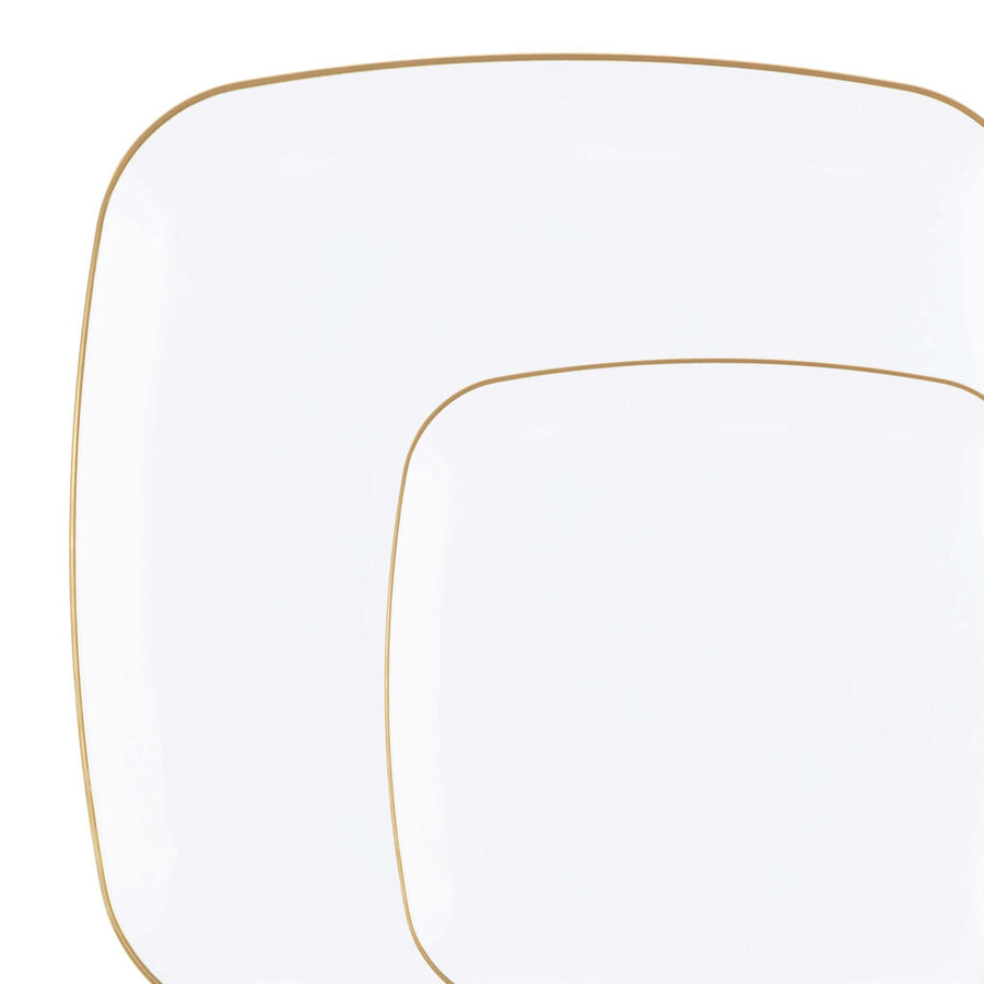 Organic Square Plates Gold Rim - 10 Count - White