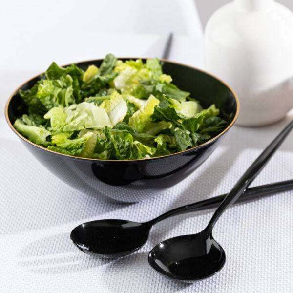 Black Small Salad Bowl with Gold Rim - The Closeout Connection