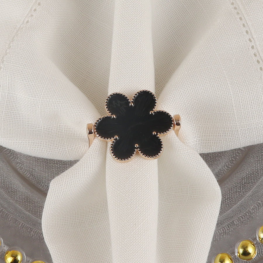 Enamel Flower Napkin Ring - Set of 4