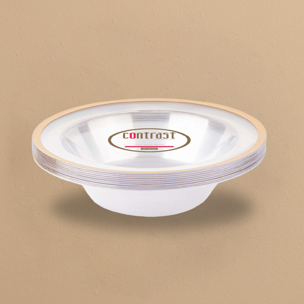 Clear Gold Rim Soup Bowls- 12oz