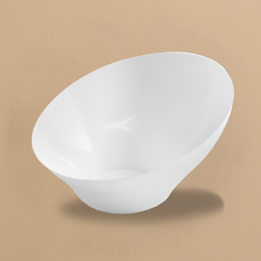 Medium Angled White Serving Bowl